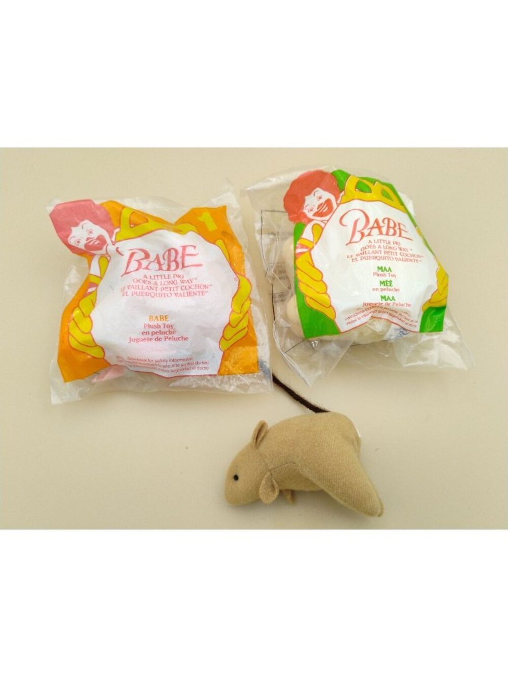 Babe 1995 McDonalds Happy Meal Plush Toy Set Of 3 Sealed - Babe Maa Mouse